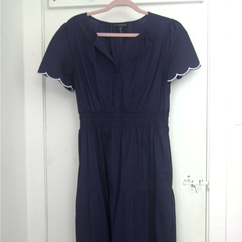 Cynthia Rowley Navy Scalloped Hem Dress